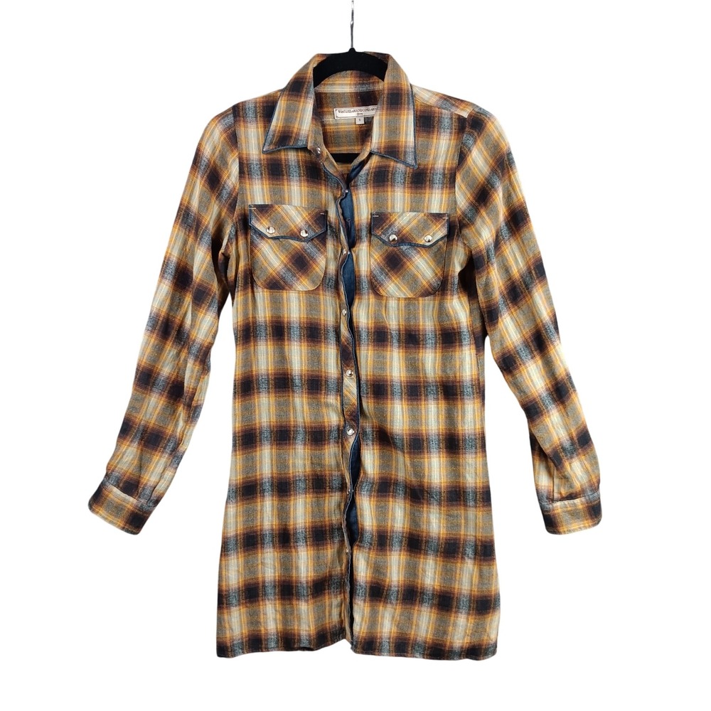 What Goes Around‎ Comes Around Plaid Long Sleeve Flannel Shirt Dress